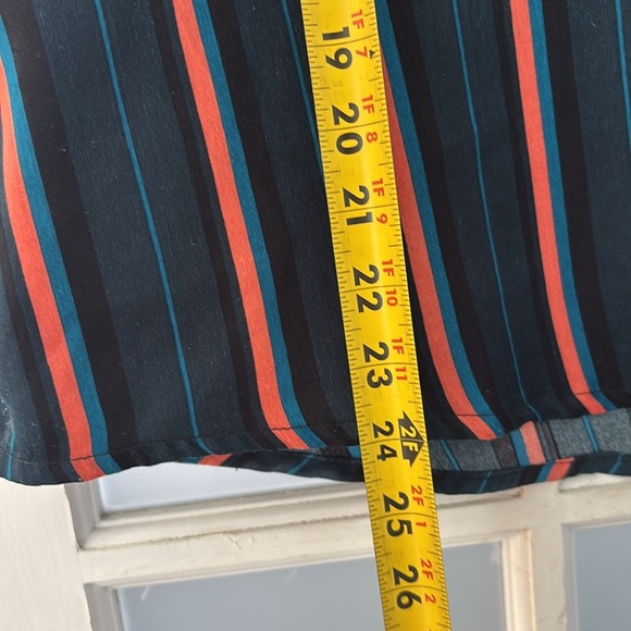 🎈4 LISTINGS FOR $20 Cozy Casual orange black teal striped blouse with pockets L - Picture 4 of 6